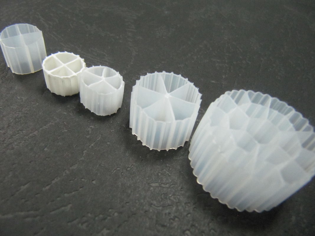 Καλή επιφάνεια MBBR φίλτρα με λευκό χρώμα και παρθένο υλικό HDPE για RAS